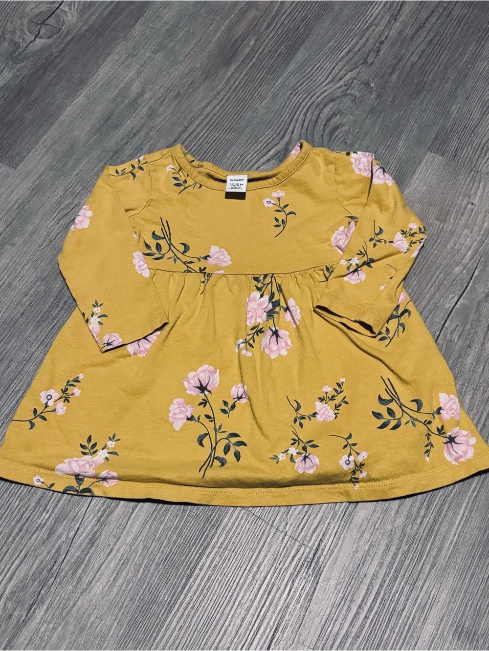 Old Navy Mustard Yellow Floral Toddler Dress